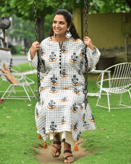 Pure Lawn, Hand Block Printed, Handcrafted, Contemporary, Breathable, Kurta Shirt with Heart Tassels, Everyday Luxury, Pakistani Pret, Hand Embroidery, Wooden Beads, Moon Chaand Mughal Booti