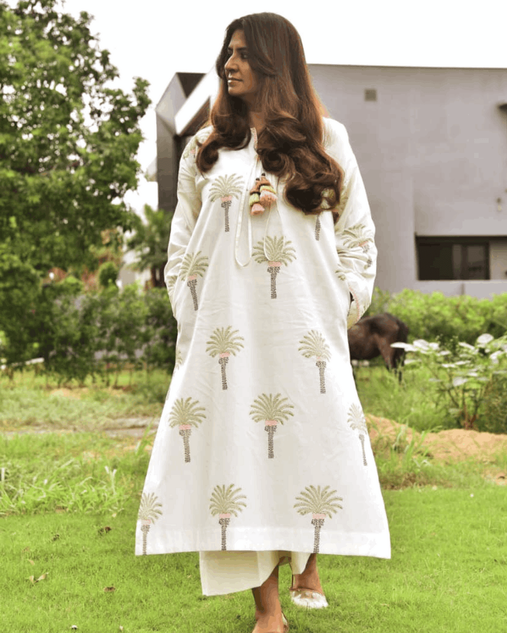 Pure Lawn, Hand Block Printed, Handcrafted, Contemporary, Breathable, Kurta Shirt with Heart Tassels, Everyday Luxury, Pakistani Pret
